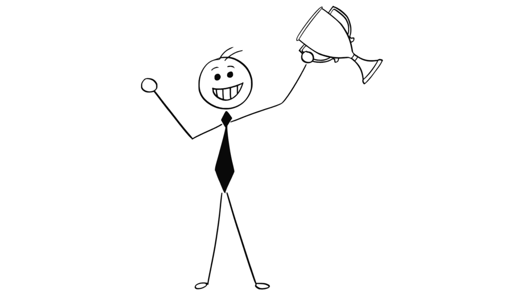 stick man holding trophy